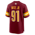W.Commanders #91 Deatrich Wise Jr. Burgundy Fotopoulosg Team Game Jersey