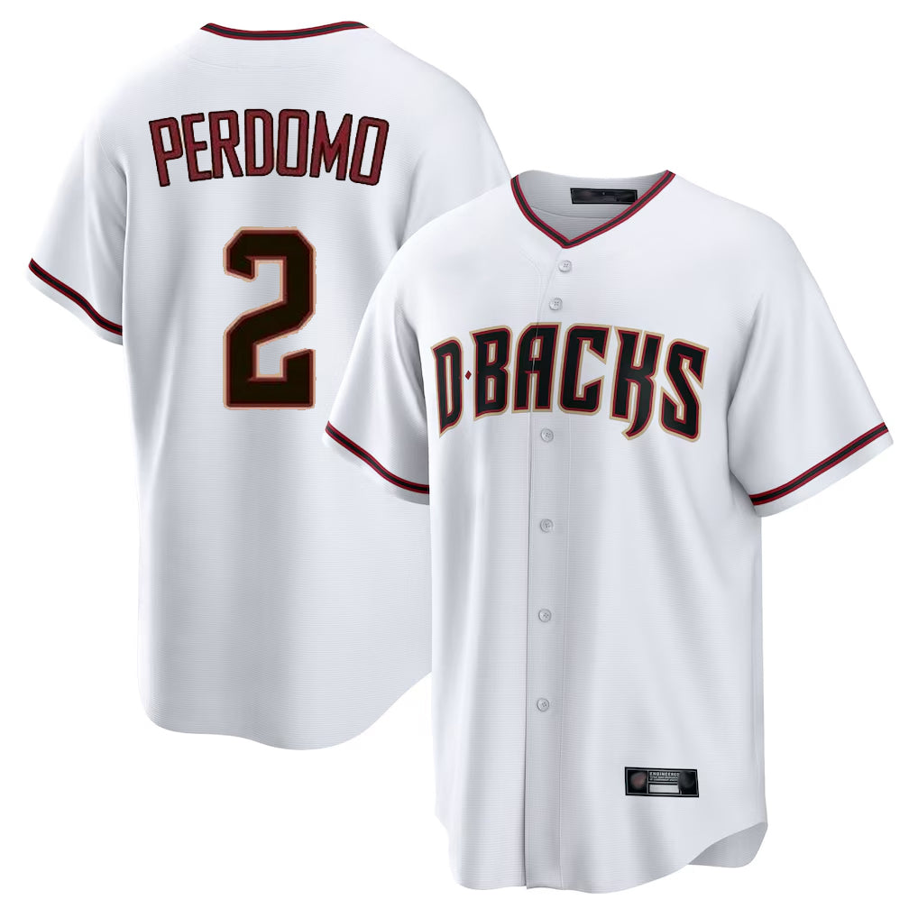 Arizona Diamondbacks #2 Geraldo Perdomo Player White Fotopoulosg Home Game Stitched Jerseys