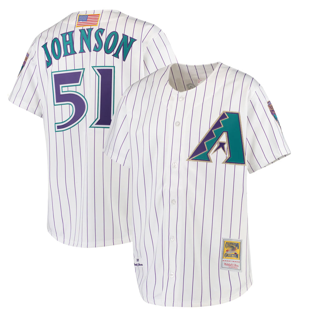 Arizona Diamondbacks #51 Randy Johnson Player White Fotopoulosg Mitchell & Ness Limited Home Stitched Jerseys