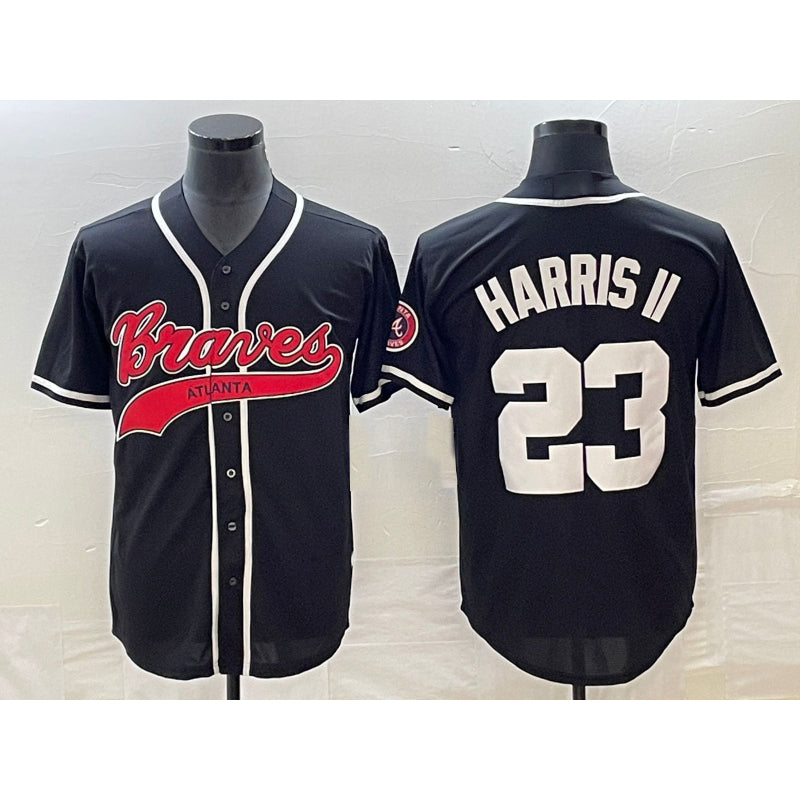 Atlanta Braves #23 Michael Harris II Black Fotopoulosg Cool Base Stitched Jersey