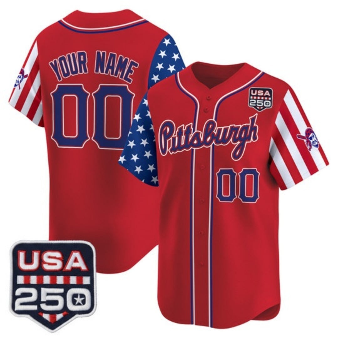 Custom Pittsburgh Pirates America 250 Edition Vapor Premier Limited Red Fotopoulosg Stitched Jerseys