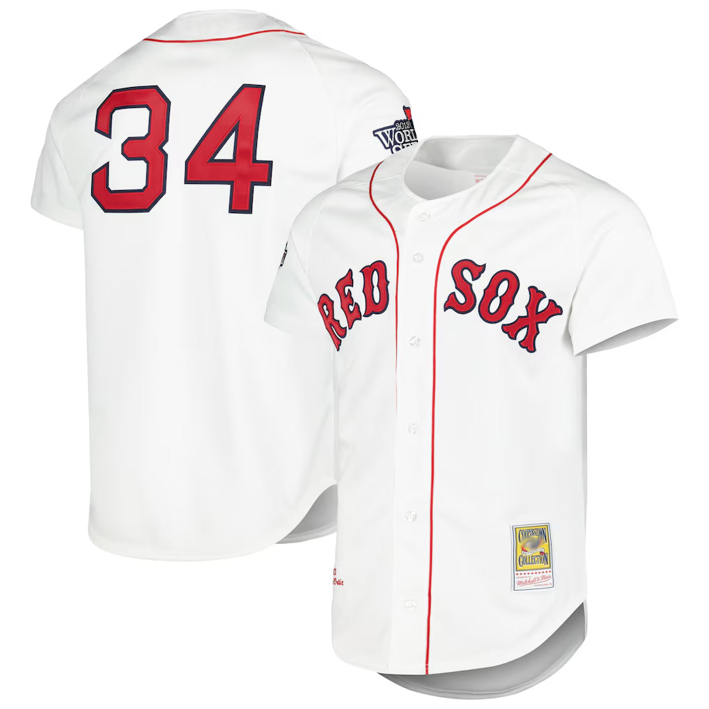 Boston Red Sox #34 David Ortiz Player White Fotopoulosg Mitchell & Ness Cooperstown Collection Mesh Home Stitched Jerseys