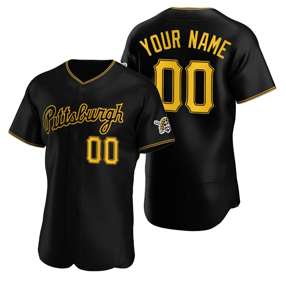 Custom Pittsburgh Pirates Black Fotopoulosg Stitched Flex Base Jersey