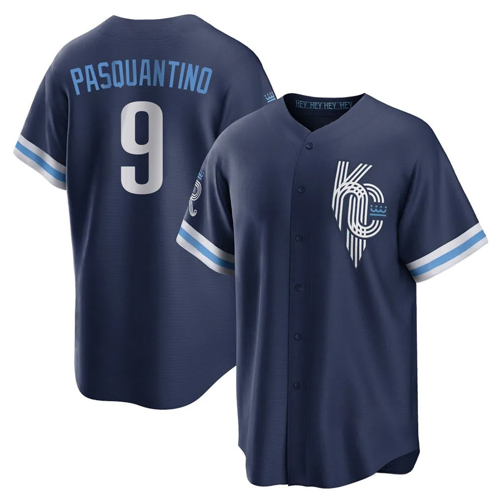 Kansas City Royals #9 Vinnie Pasquantino Player Navy Fotopoulosg City Connect Home Game Stitched Jerseys