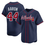 Atlanta Braves #44 Hank Aaron Player Navy Fotopoulosg Limited Home Game Stitched Jerseys