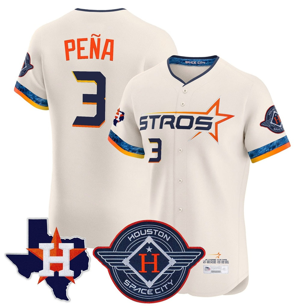 Houston Astros #3 Jeremy Pena Player Cream Fotopoulosg City Connect Texas Patch Vapor Premier Limited Elite Home Stitched Jerseys