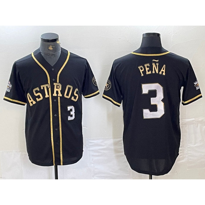 Houston Astros #3 Jeremy Pena Black Gold Fotopoulosg Player Number Cool Base Jersey