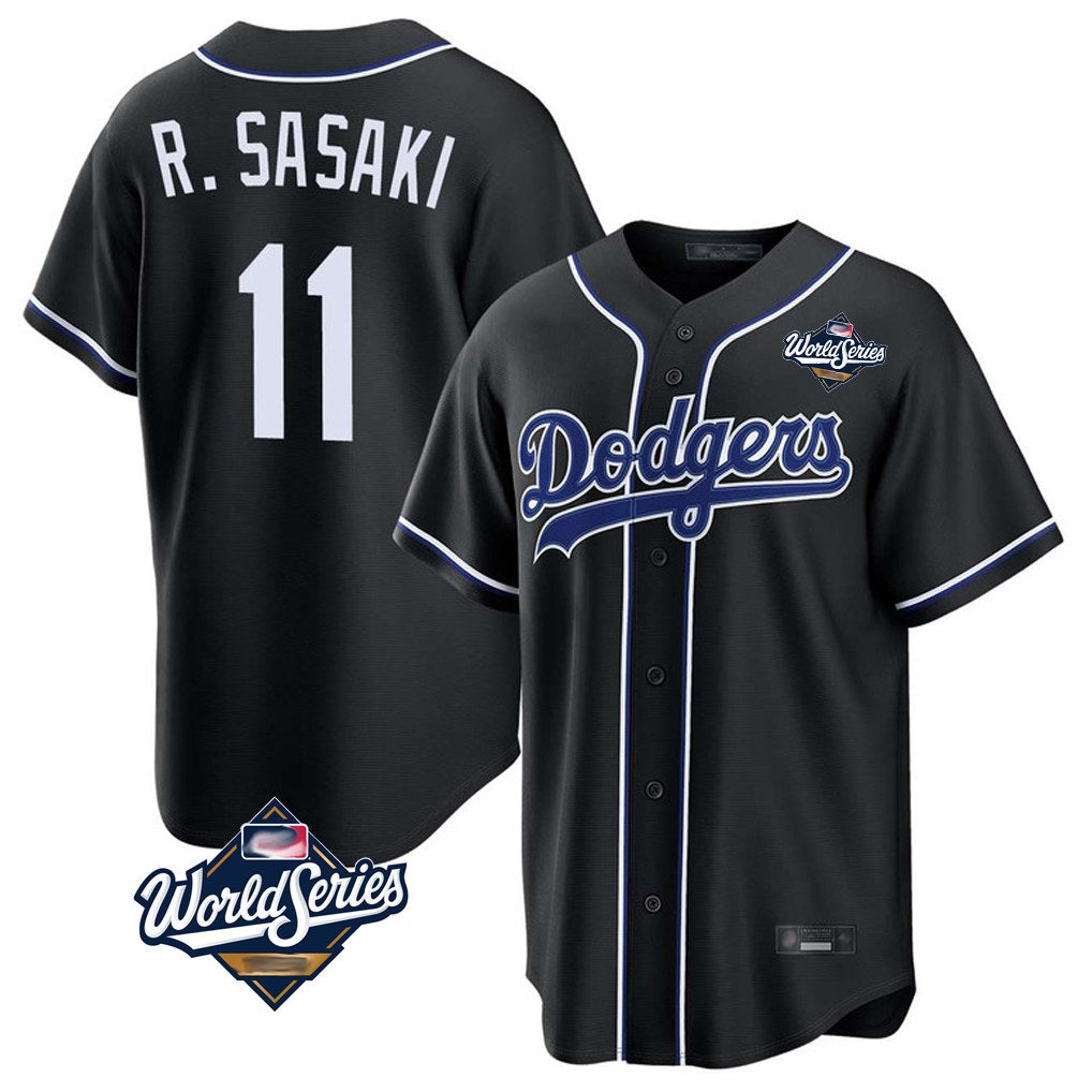 Los Angeles Dodgers #11 Roki Sasaki Player Black Fotopoulosg World Series Carbon Limited Home Stitched Jerseys