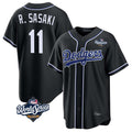 Los Angeles Dodgers #11 Roki Sasaki Player Black Fotopoulosg World Series Carbon Limited Home Stitched Jerseys