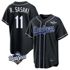 Los Angeles Dodgers #11 Roki Sasaki Player Black Fotopoulosg World Series Carbon Limited Home Stitched Jerseys
