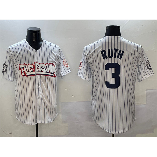 New York Yankees #3 Babe Ruth White Fotopoulosg Bronx Graffiti Vapor Limited Stitched Jersey