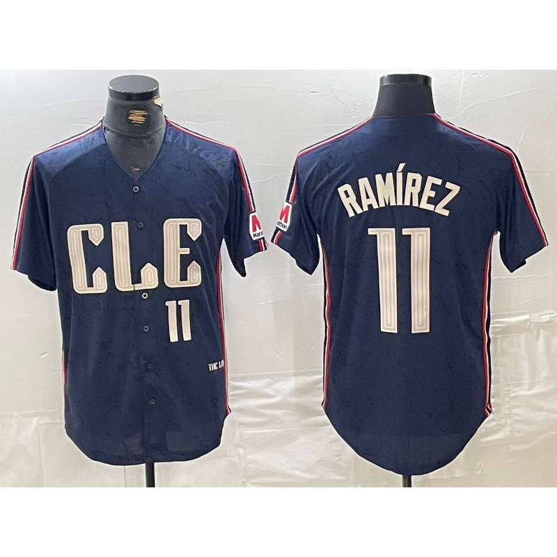 Cleveland Guardians #11 Jose Ramirez Number Navy Fotopoulosg 2024 City Connect Limited Stitched Jersey