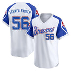 Atlanta Braves #56 Spencer Schwellenbach Player White Fotopoulosg Throwback Cooperstown Collection T-shirt Game Stitched Jerseys