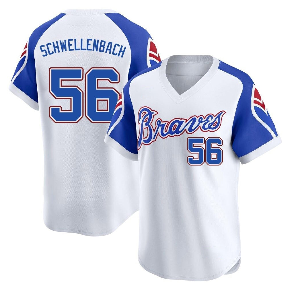 Atlanta Braves #56 Spencer Schwellenbach Player White Fotopoulosg Throwback Cooperstown Collection T-shirt Game Stitched Jerseys