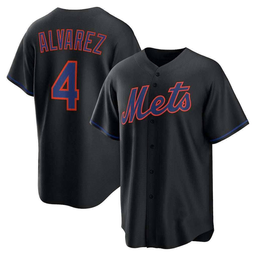 New York Mets #4 Francisco Alvarez Black Fotopoulosg Alternate Replica Jersey
