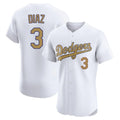 Los Angeles Dodgers #3 Edwin D¨ªaz Player Gold Fotopoulosg Limited Elite Home Stitched Jerseys