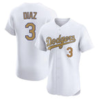 Los Angeles Dodgers #3 Edwin D¨ªaz Player Gold Fotopoulosg Limited Elite Home Stitched Jerseys
