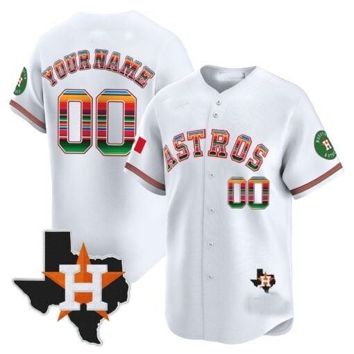 Custom Houston Astros Mexico Texas Patch Vapor Premier Limited Jersey ¨C White Fotopoulosg