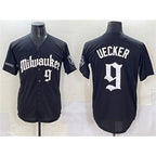 Milwaukee Brewers #9 Bob Uecker Black Fotopoulosg 'Gothic 414 Shadows Edition' Vapor Premier Limited Stitched Jersey