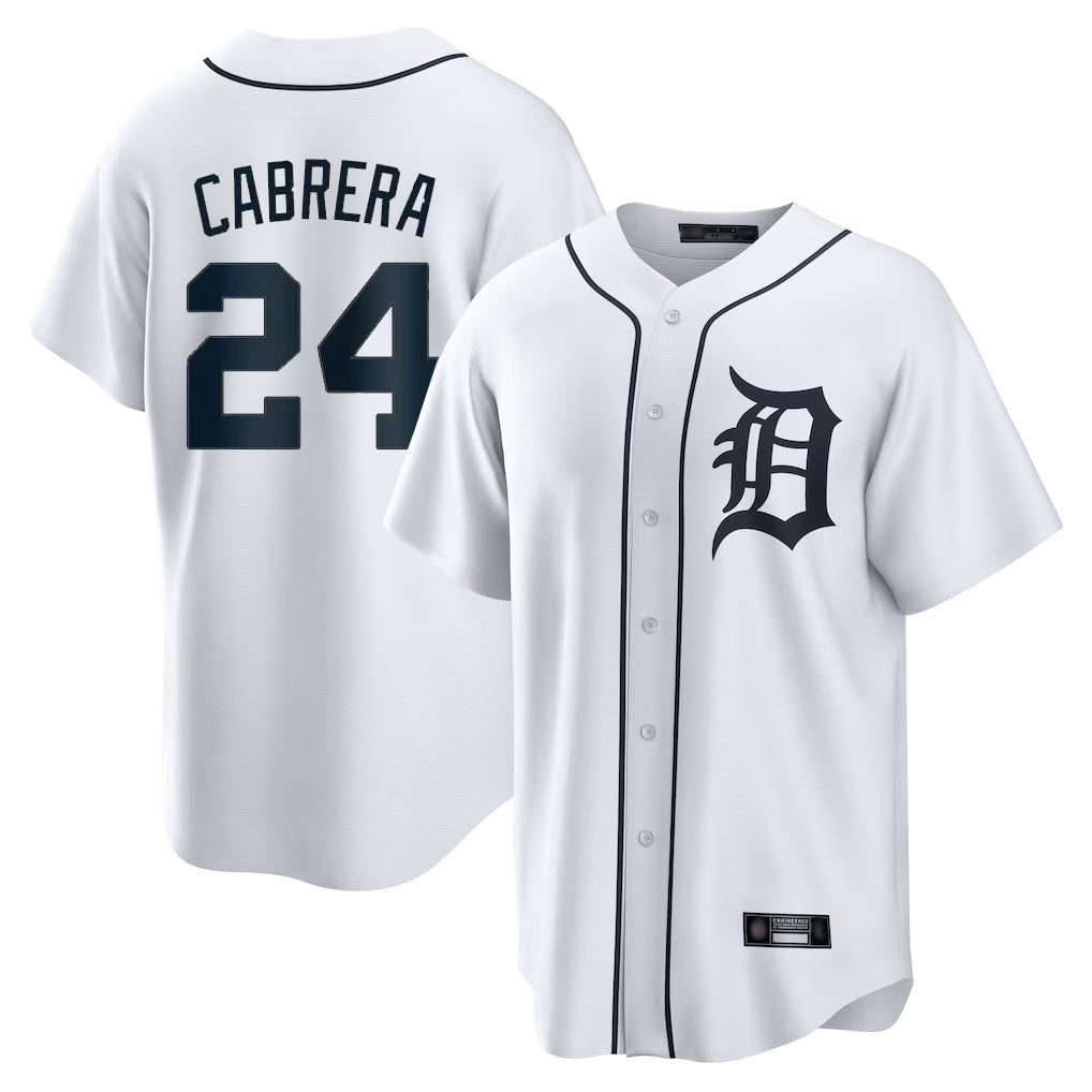 Detroit Tigers #24 Miguel Cabrera Player White Fotopoulosg Home Game Stitched Jerseys