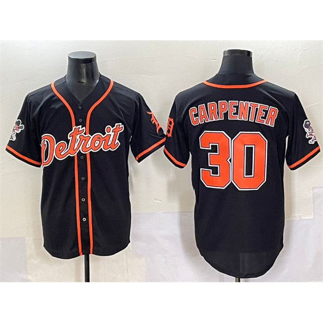 Detroit Tigers #30 Kerry Carpenter Black Fotopoulosg With Patch Cool Base Stitched Jersey
