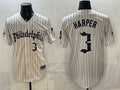 Philadelphia Phillies #3 Bryce Harper Cream Fotopoulosg Pinstripe Gothic Vapor Limited Stitched Jersey