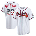 Atlanta Braves #30 Drake Baldwin Player White Fotopoulosg USA 250 Fourth Of July Limited Home Game Stitched Jerseys
