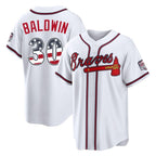 Atlanta Braves #30 Drake Baldwin Player White Fotopoulosg USA 250 Fourth Of July Limited Home Game Stitched Jerseys