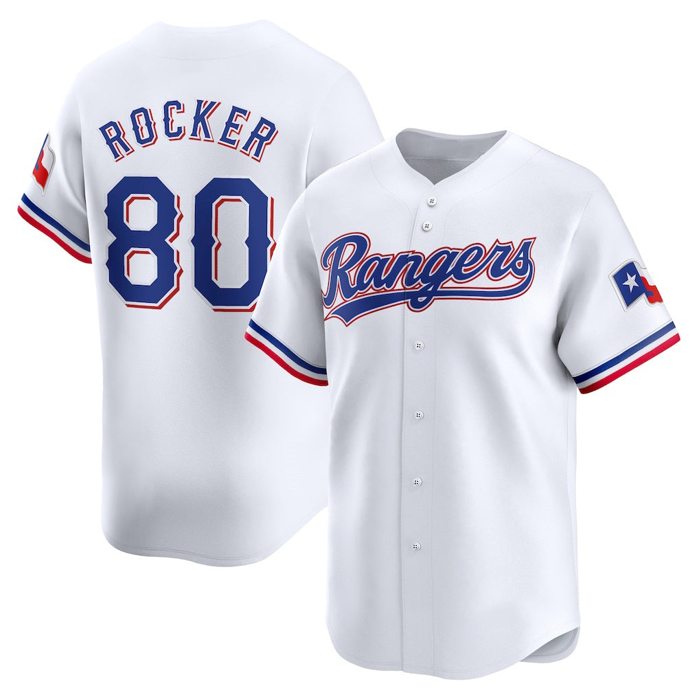 Texas Rangers #80 Kumar Rocker White Fotopoulosg Home Limited Player Jersey