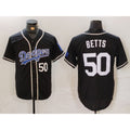 Los Angeles Dodgers #50 Mookie Betts Number Black Fotopoulosg White Cool Base Stitched Jerseys