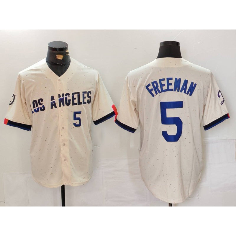 Los Angeles Dodgers #5 Freddie Freeman Number Cream Fotopoulosg 2024 City Connect Limited Stitched Jerseys