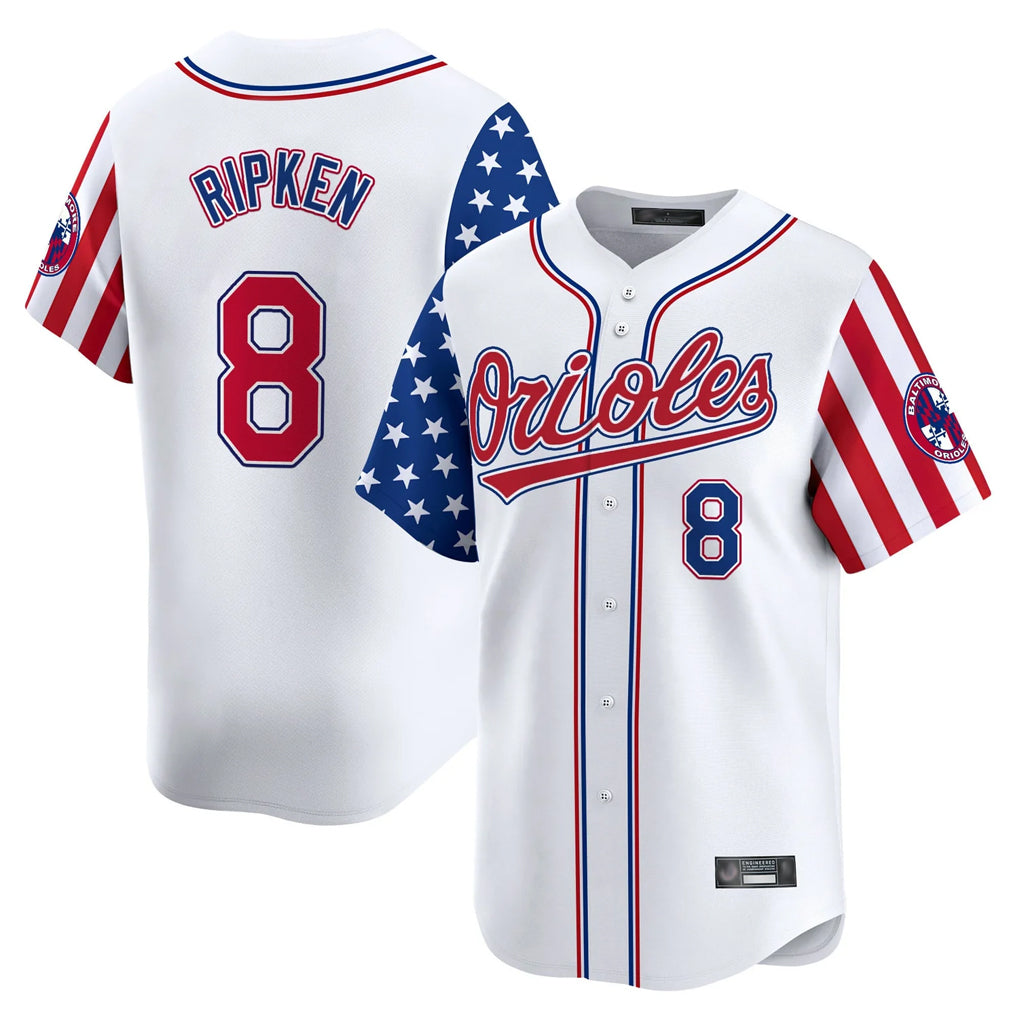 Baltimore Orioles #8 Cal Ripken Player White Fotopoulosg Independence Day Vapor Premier Home Game Stitched Jerseys