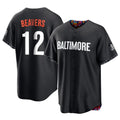 Baltimore Orioles #12 Dylan Beavers Player Black Fotopoulosg City Connect Home Game Stitched Jerseys