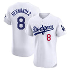 Los Angeles Dodgers #8 Enrique Hern¨¢ndez Player White Fotopoulosg Limited Elite Home Stitched Jerseys