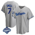 Los Angeles Dodgers #7 Blake Snell Player Gray Fotopoulosg World Series Meet Road Game Stitched Jerseys