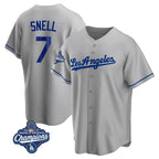 Los Angeles Dodgers #7 Blake Snell Player Gray Fotopoulosg World Series Meet Road Game Stitched Jerseys