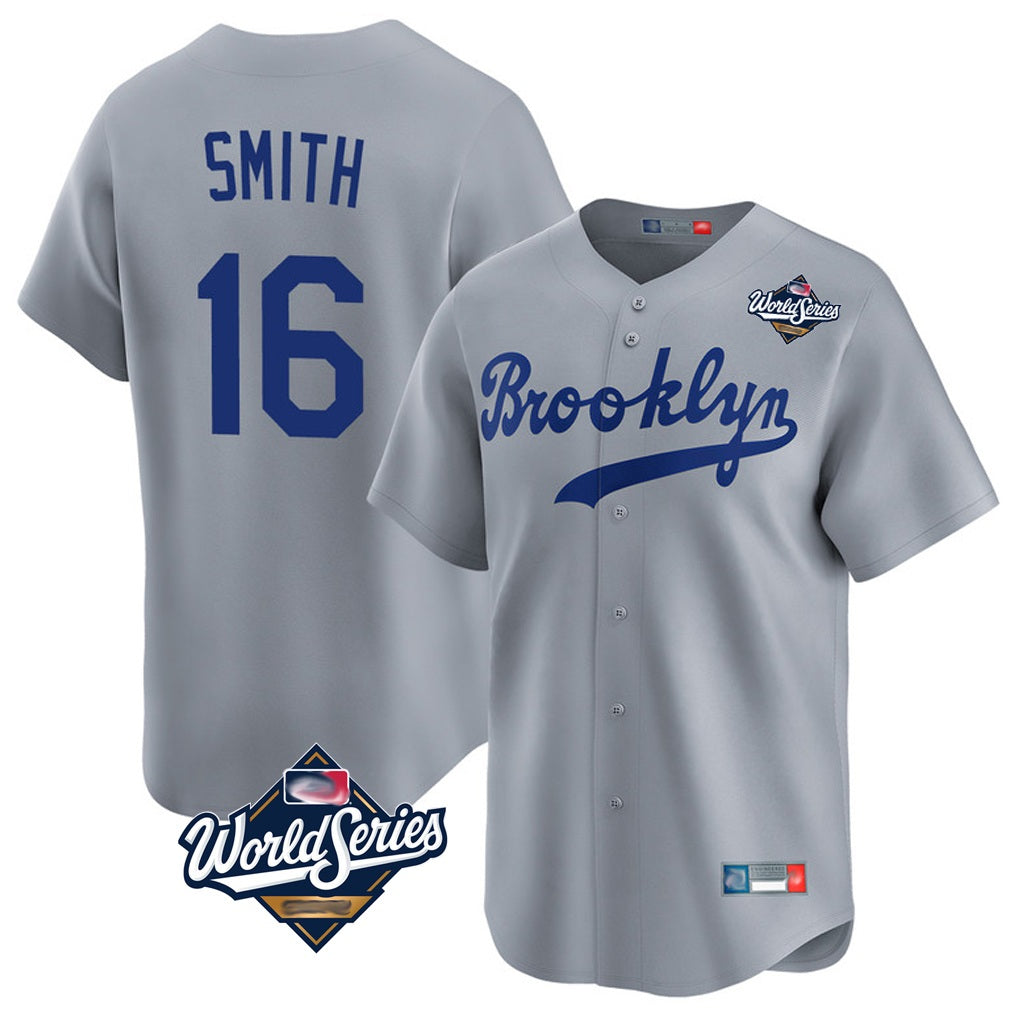 Los Angeles Dodgers #16 Will Smith Player Gray Fotopoulosg World Series Game Limited Home Stitched Jerseys