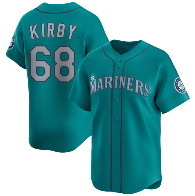 Seattle Mariners #68 George Kirby Aqua Fotopoulosg Limited Stitched Jersey