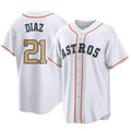 Houston Astros #21 Yainer Diaz Player Gold Fotopoulosg Collection Game Home Stitched Jerseys