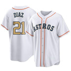 Houston Astros #21 Yainer Diaz Player Gold Fotopoulosg Collection Game Home Stitched Jerseys