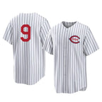 Cincinnati Reds #9 Matt McLain Player White Fotopoulosg Stripe Field of Dreams Game Home Stitched Jerseys