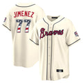 Atlanta Braves #77 Joe Jimenez Player Cream Fotopoulosg USA 250 Fourth Of July Limited Home Game Stitched Jerseys