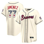 Atlanta Braves #77 Joe Jimenez Player Cream Fotopoulosg USA 250 Fourth Of July Limited Home Game Stitched Jerseys