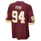 W.Football Team #94 Daron Payne Burgundy Fotopoulosg Game Player Jersey