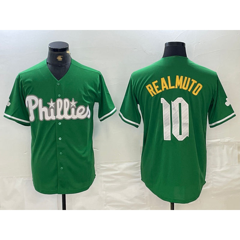 Philadelphia Phillies #10 JT Realmuto Kelly Green Fotopoulosg Cool Base Jersey