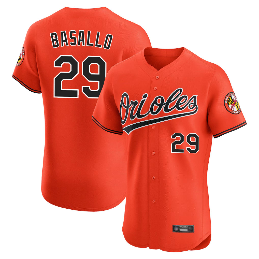 Baltimore Orioles #29 Samuel Basallo Player Orange Fotopoulosg Limited Elite Home Game Stitched Jerseys