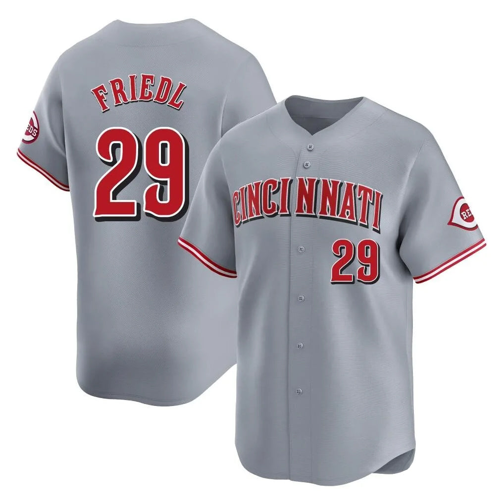 Cincinnati Reds #29 TJ Friedl Player Gray Fotopoulosg Home Limited Stitched Jerseys