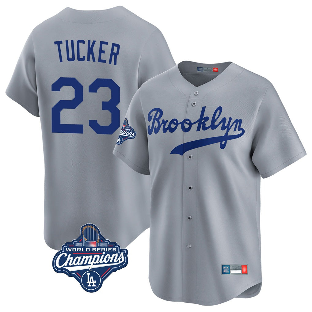 Los Angeles Dodgers #23 Kyle Tucker Player Gray Fotopoulosg World Series Meet Game Limited Home Stitched Jerseys