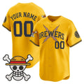 Custom Milwaukee Brewers x One Piece Gold Fotopoulosg Vapor Premier Limited Jersey - Stitched