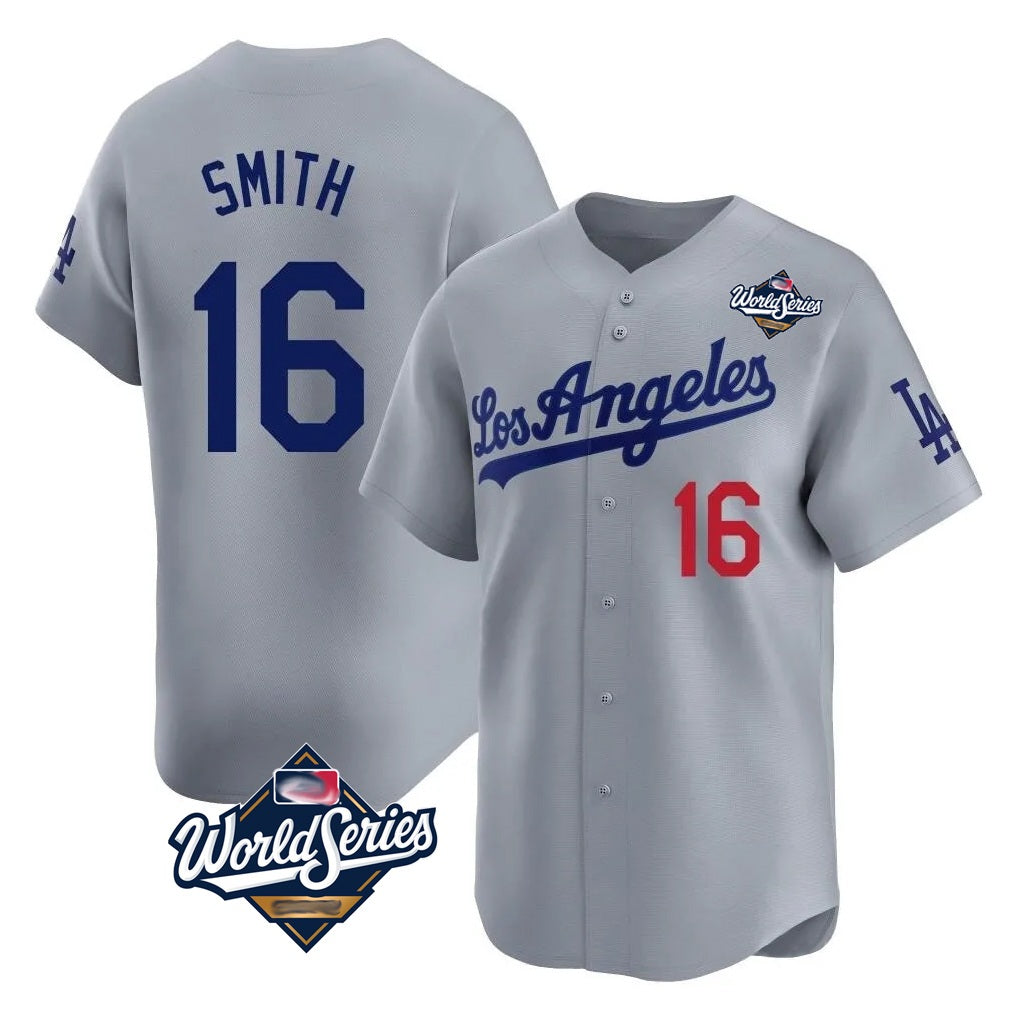 Los Angeles Dodgers #16 Will Smith Player Gray Fotopoulosg World Series Limited Home Stitched Jerseys